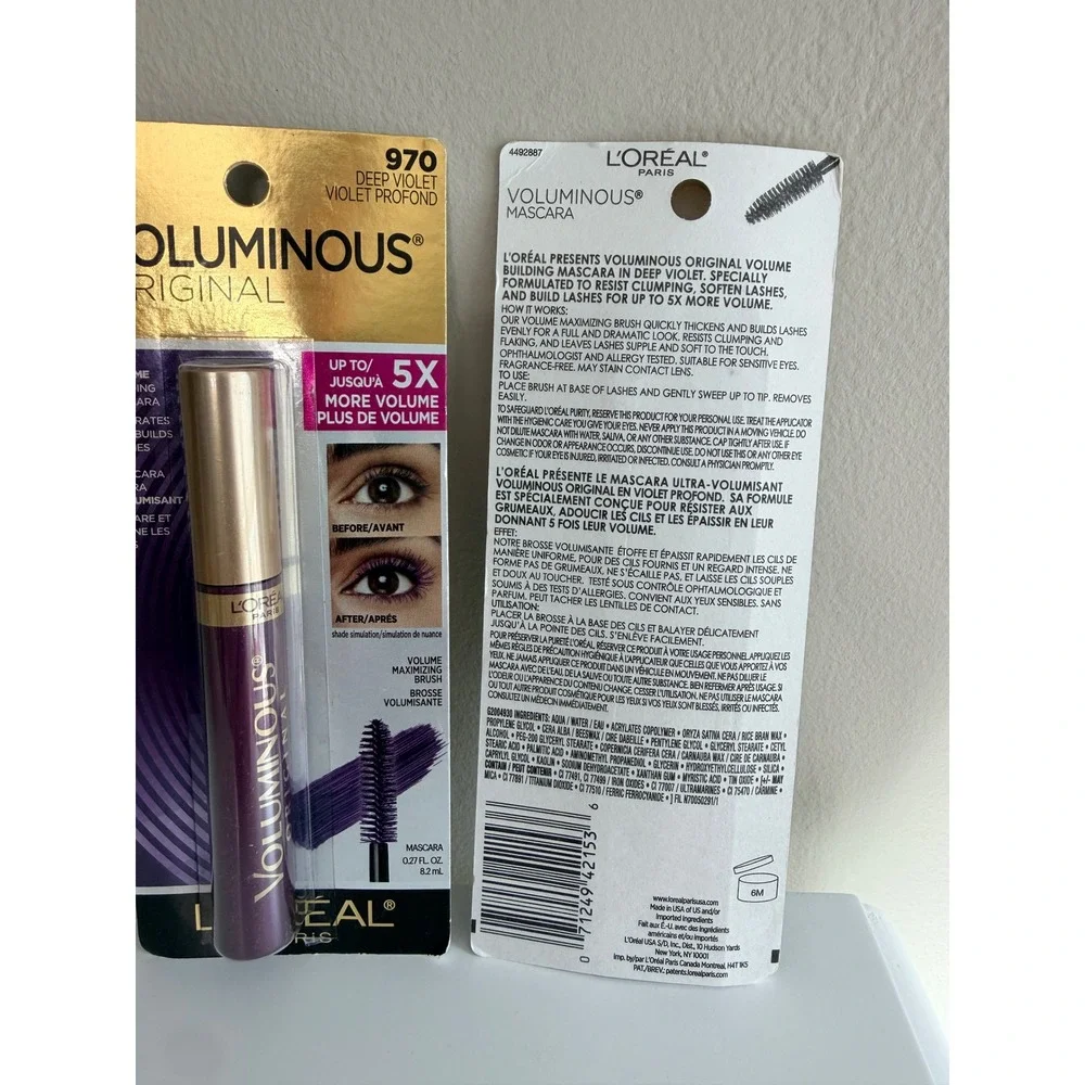 L'Oreal Voluminous Original Mascara Women 0.27oz Deep Violet 2pk 970 NEW NWT